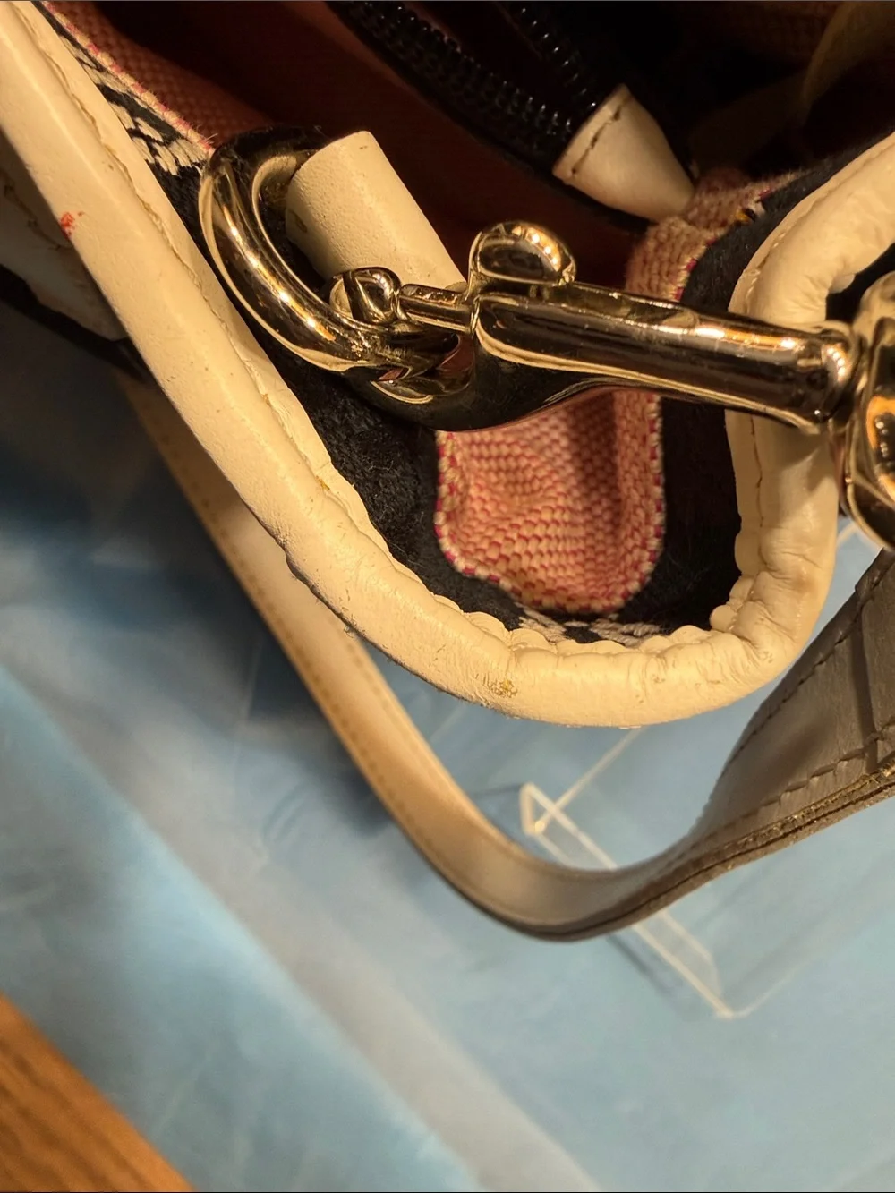 Dooney & Bourke Black with Cream Trim Satchel